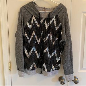 Sequin zip up hoodie